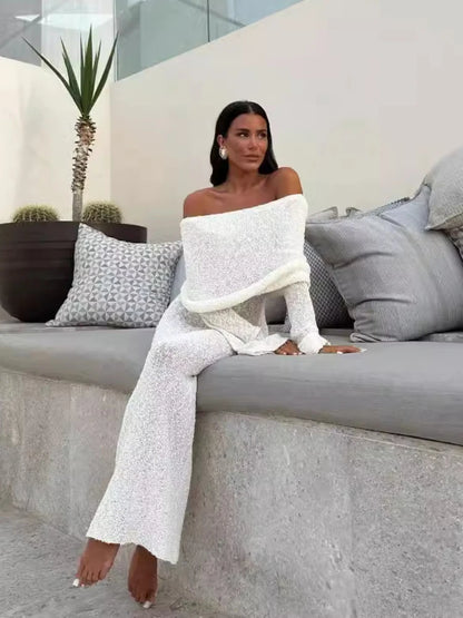 Women's Summer Slash Neck Sunscreen Maxi Dress 2024 Chic Long Sleeve Bodycon Knitted Vestidos Female Elegant Holiday Beachwear