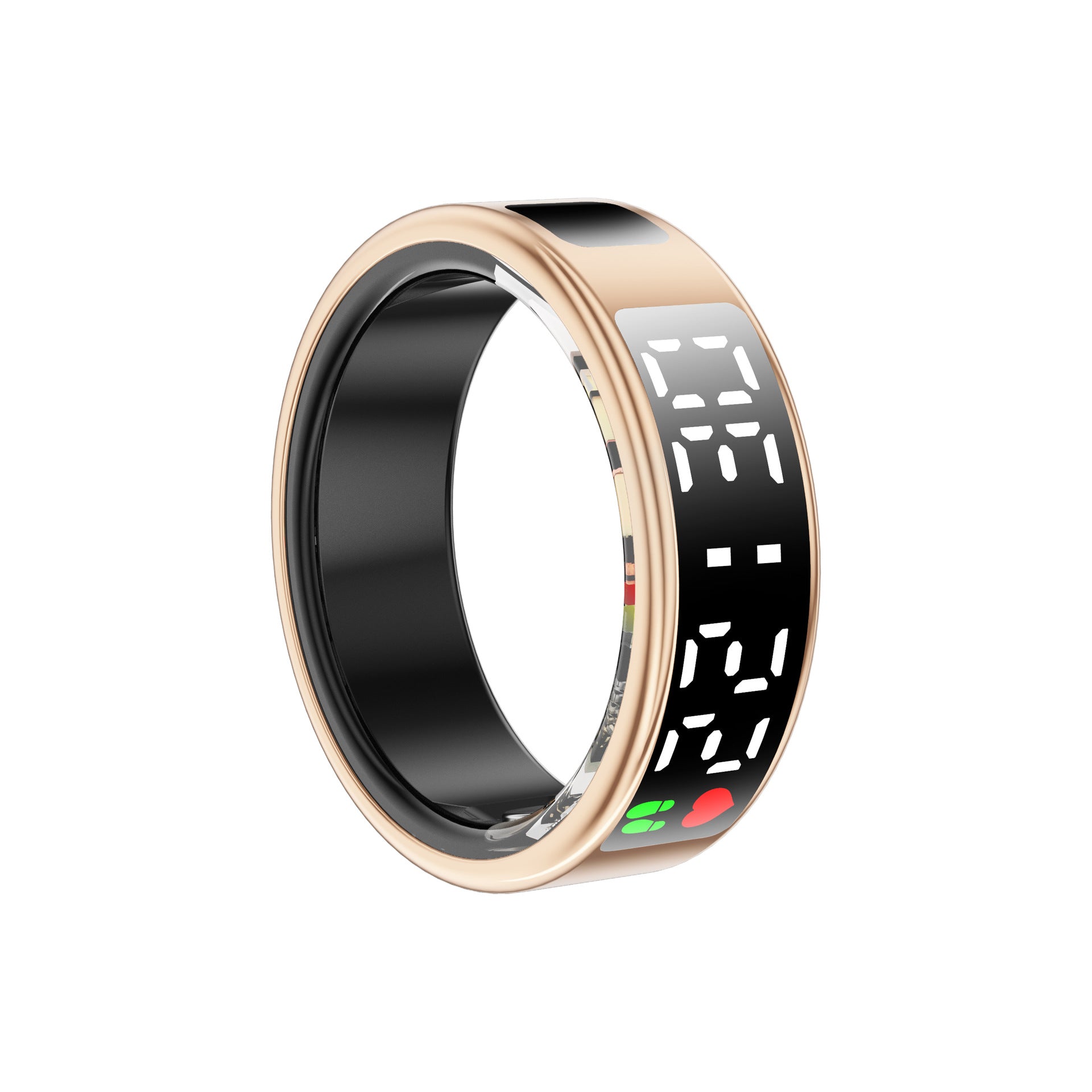 Smart ring with digital display on a white background