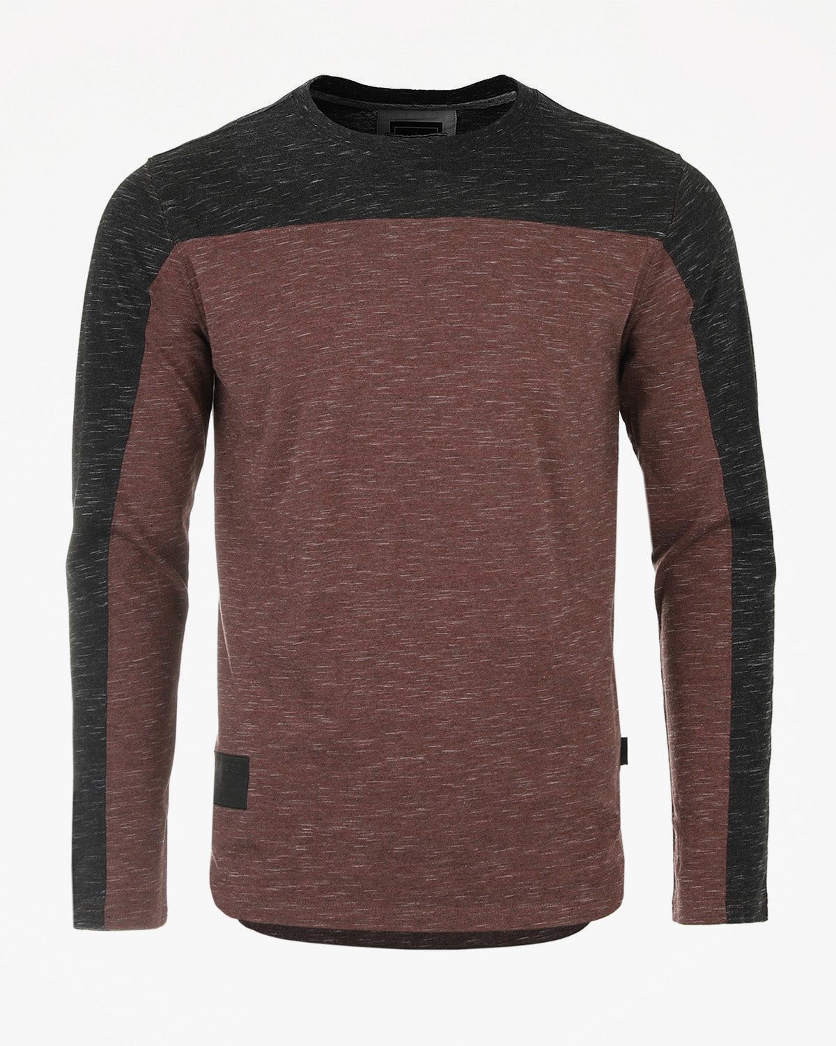 ZIMEGO Men's Fashion Color Block Long Sleeve Curved Hemline Athletic Hiphop Shirt-0
