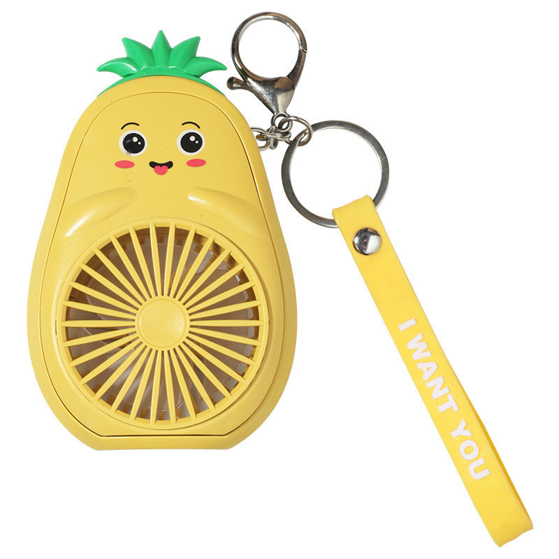 Cartoon Keychain Cute Fruit USB Charging Mini Fan
