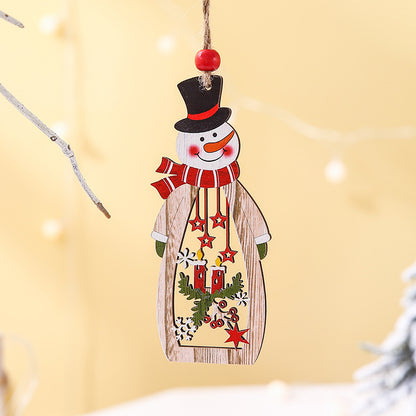 Christmas Supplies Wooden Hollow Long Pendant