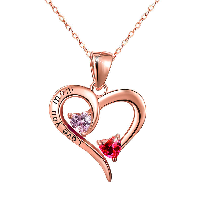 Mother's Day Love Zircon Sterling Silver Pendant Necklace