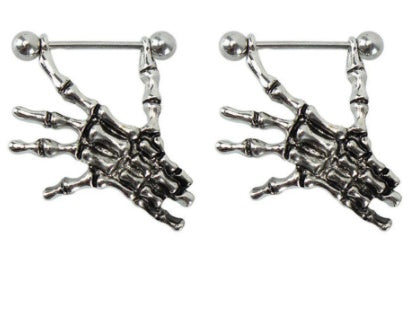 Creative Skull Piercing Punk Body Jewelry Nipple Piercing Skeleton Gauntlets Sexy Barbell