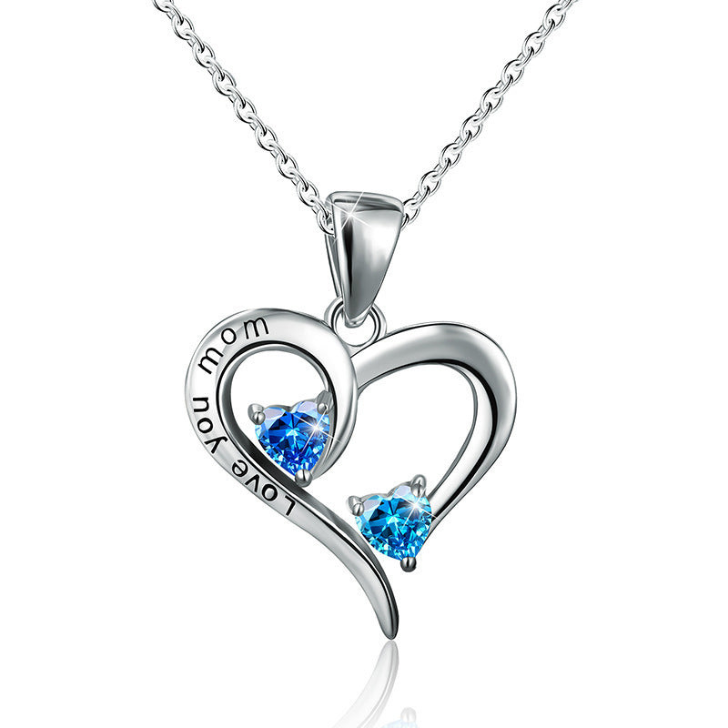 Mother's Day Love Zircon Sterling Silver Pendant Necklace