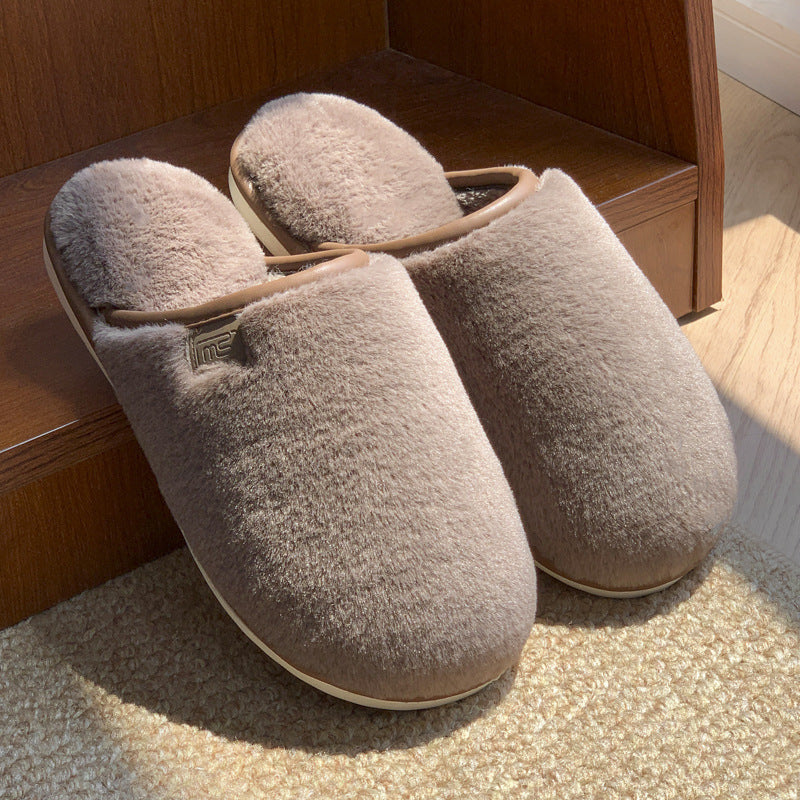 Winter Plush Slippers Warm Solid House Shoes Non-slip Bedroom Floor Home Slipper For Women Men