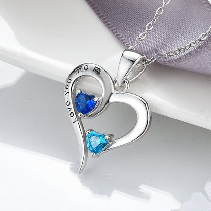 Mother's Day Love Zircon Sterling Silver Pendant Necklace