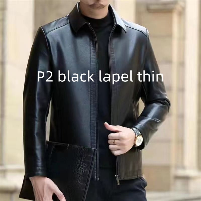 Premium Fleece-Lined Leather Jacket - Stand Collar Men's Outerwear