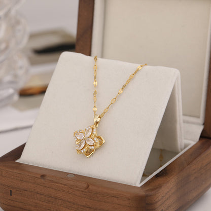 Lucky Charm Necklace | Rotating Four-Leaf Clover Pendant