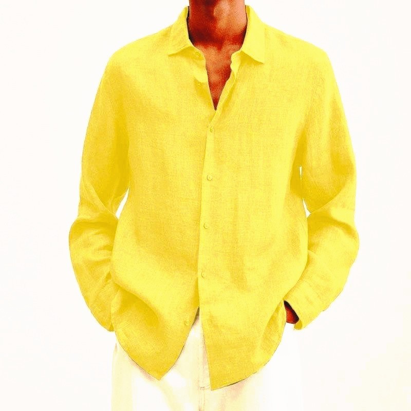 Camisa de solapa de manga larga para hombre, cárdigan con botones sueltos, camiseta, Top, ropa para hombre