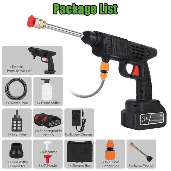 Electric pressure washer with accessories on a white background