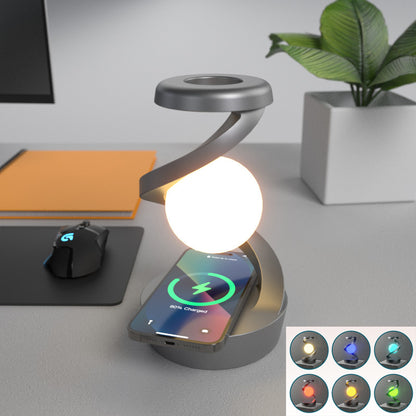 Rotating Moon Desk Lamp – Wireless Charging & Sensor Control