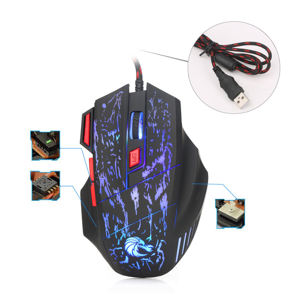 Water Crack Colorful Luminous Game Mouse Wired Mouse