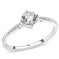 DA018 - High polished (no plating) Stainless Steel Ring with AAA Grade CZ  in Clear