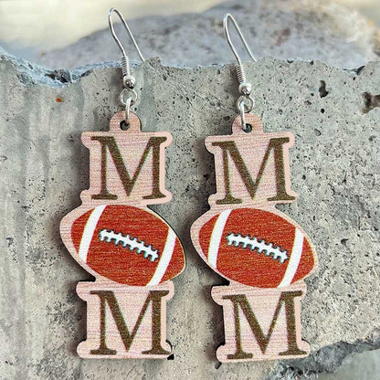 Mother's Day Ball Sports Shaped Wooden Minimalist Earrings