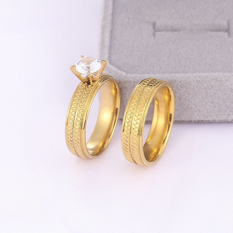 Elegant Gold Stainless Steel Rings – Fashion Jewelry Set for Women (2pcs)