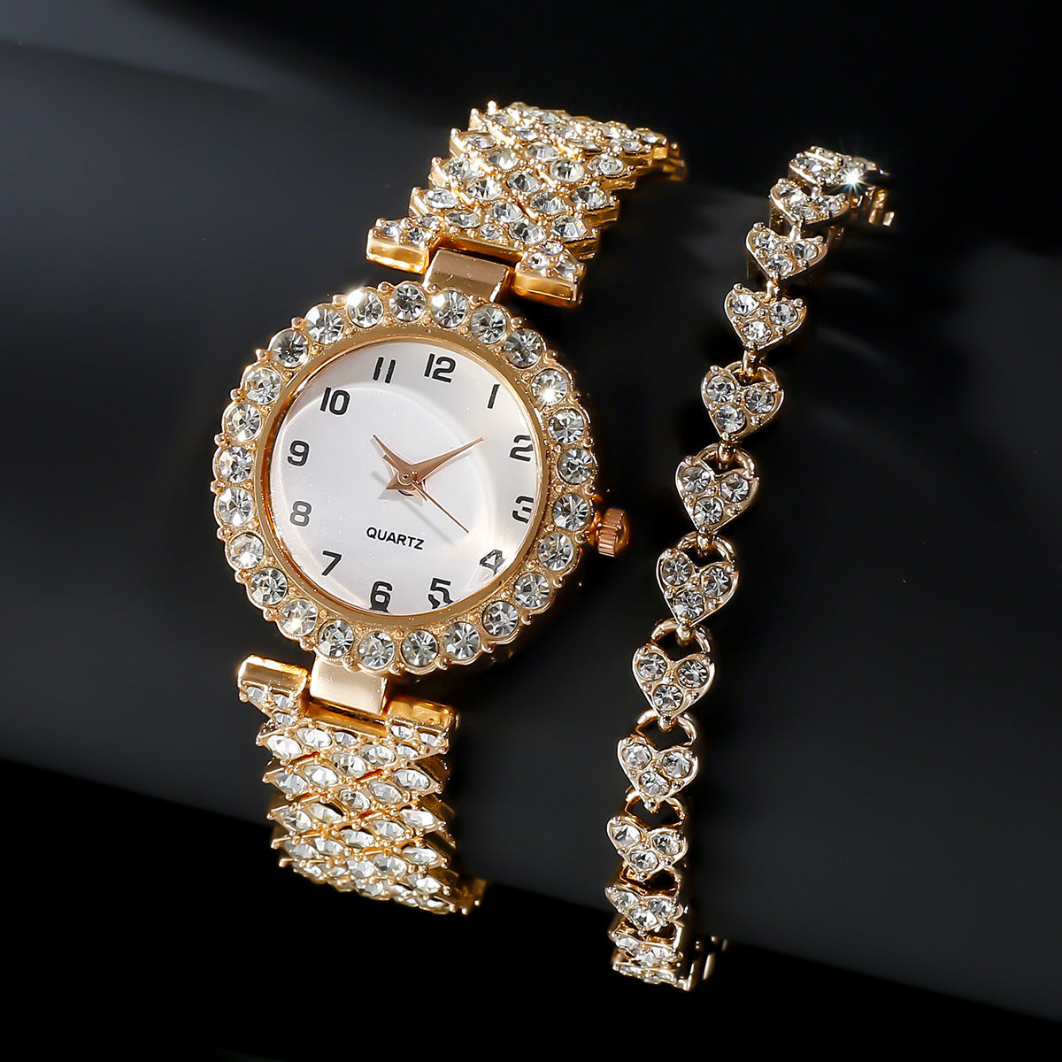 Luxury Women's Watch & Bracelet Set – Elegant Silver Quartz Wristwatch