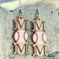 Pendientes minimalistas de madera con forma de deportes de pelota del día de la madre