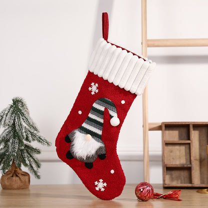 Christmas Decoration Embroidered Old Man Christmas Candy Socks Gift Bag Pendant