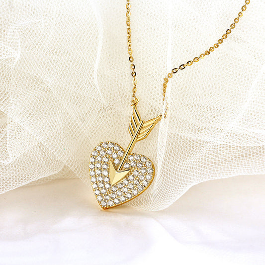 Sterling Silver Heart-Shaped Diamond Necklace