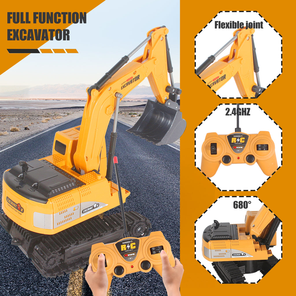 RC Remote Control Excavator Toy | 1/24 Scale Construction Digger with Lights & Sounds