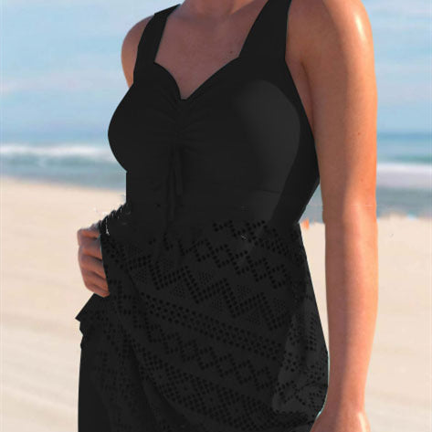 Women's Lace One-Piece Swimsuit Set | Solid Color with Matching Pants