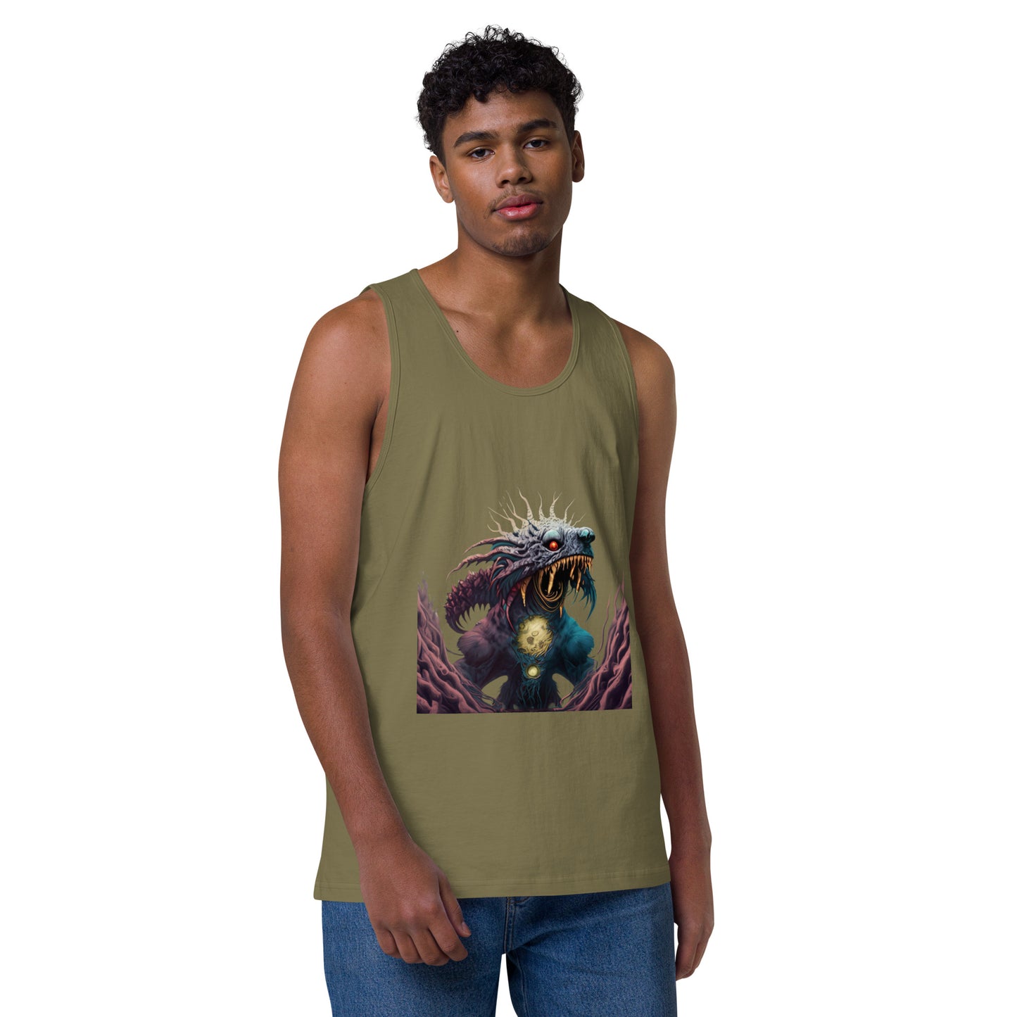 affordable Men's Premium Tank Top: Lag Monster Design 