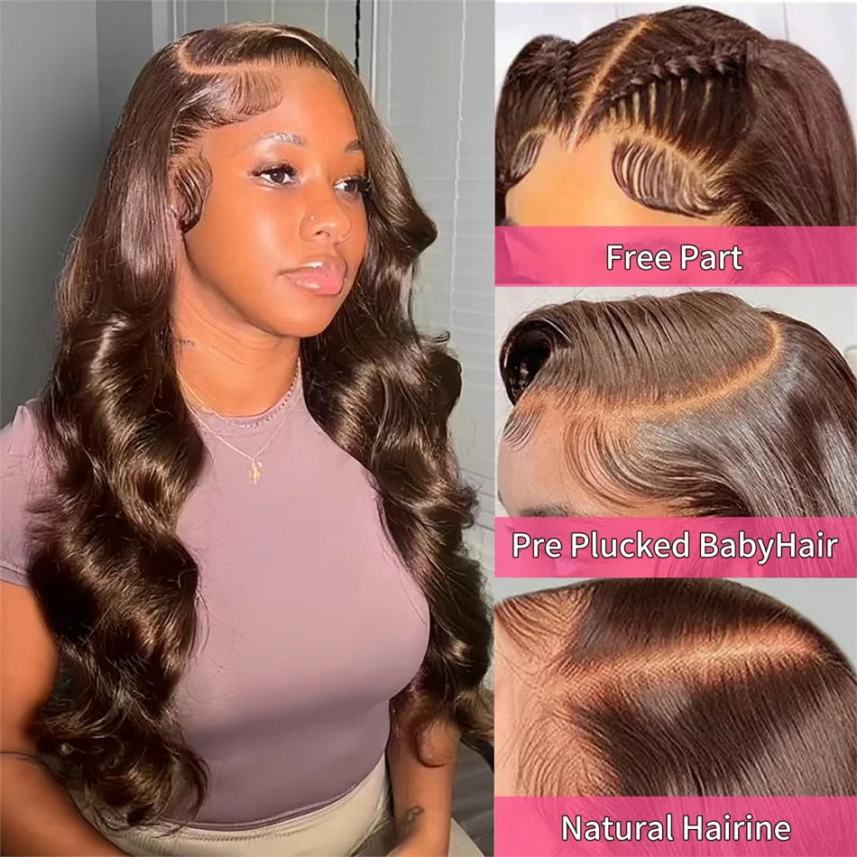 Woman with styled hair and close-up details of hairline construction.