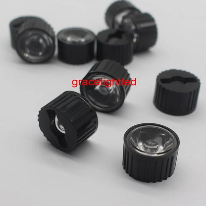 best 10pcs 5/8/15/25/30/45/60/90/120 degrees LED Lens With Black Holder For 1W 3W 5W High Power LED Lamp Light shop online at M2K Trends for