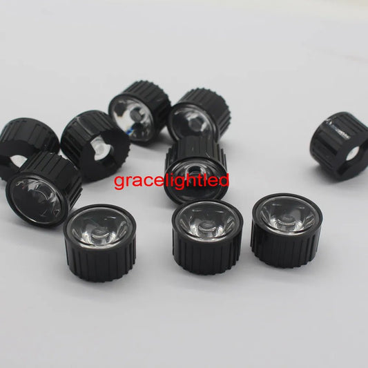 best 10pcs 5/8/15/25/30/45/60/90/120 degrees LED Lens With Black Holder For 1W 3W 5W High Power LED Lamp Light shop online at M2K Trends for