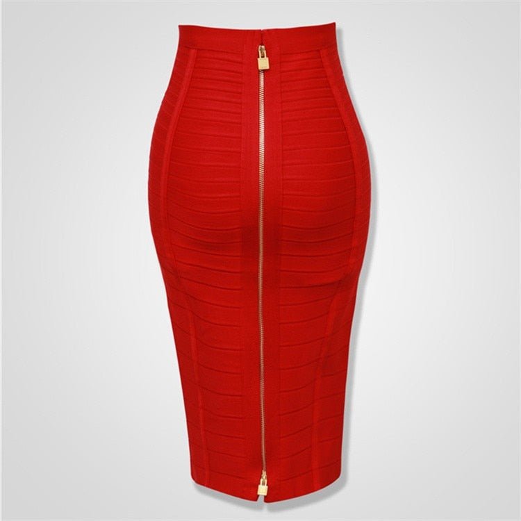 best 16 Colors XL XXL Sexy Solid Zipper Orange Blue Black Red White Pink Bandage Skirt Women Elastic Bodycon Summer Pencil Skirt 58cm skirt shop online at M2K Trends for body shape skirt
