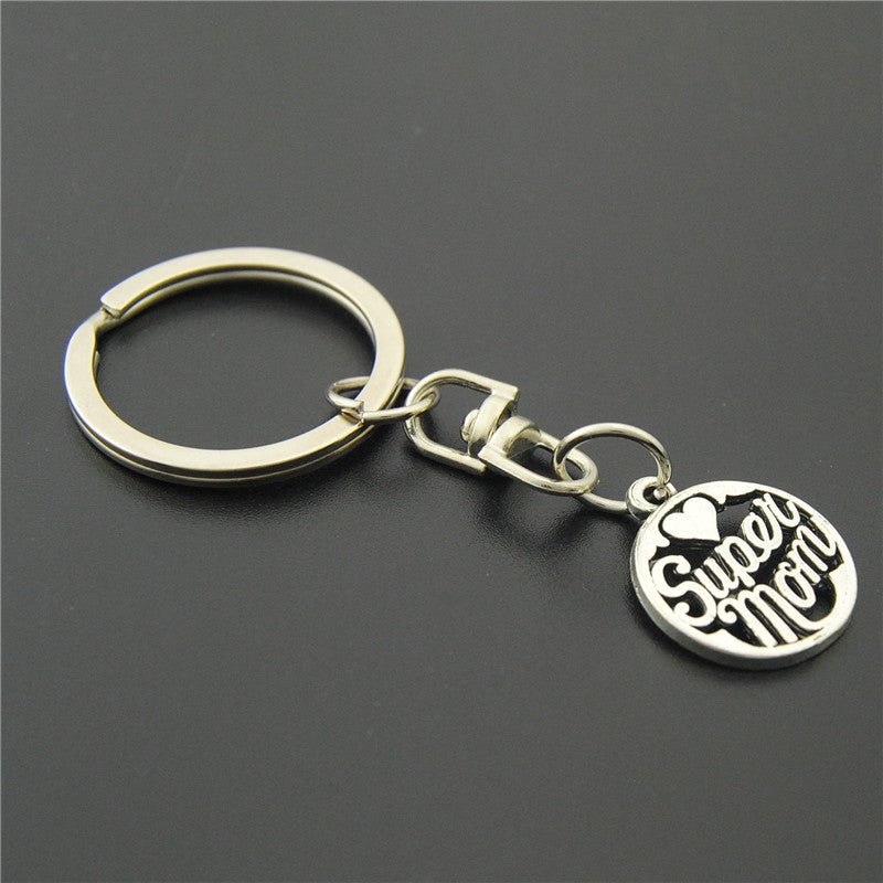 best 1PC Super Mom Key Chain Round Key Ring Diy Mothers Day Gift For Mother Accessories shop online at M2K Trends for gift