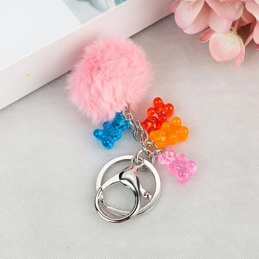 best 1PC Women Keychain Bear Handbag Keyring Flatback Resin Pendant Charms Colorful shop online at M2K Trends for