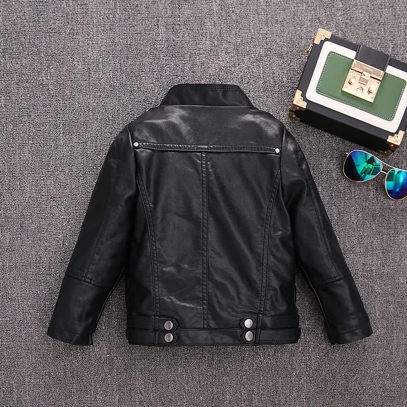 best 2-14 Years Old Girls Faux Leather Jacket Children PU Coat Long Sleeve Zip Belt Locomotive Jacket Stylish Teen Kids Boys Jackets shop online at M2K Trends for