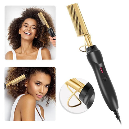 best 2 in 1 Electric Hot Heating Comb Hair Straightener Curler Wet Dry Hair Iron Straightening Brush Hair Styling Tool Electric Hot Heating Comb shop online at M2K Trends for Electric Hot Heating Comb