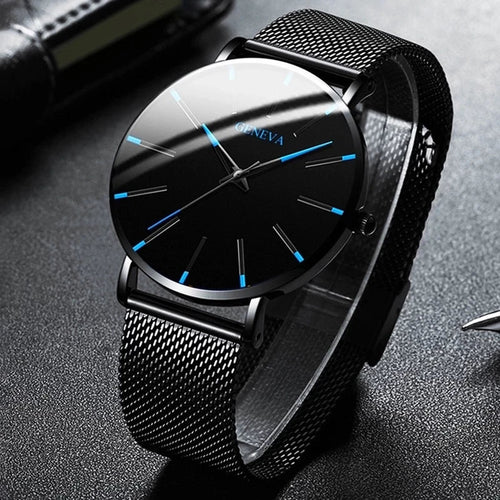 best 2021 Minimalist Men's Fashion Ultra Thin Watches Simple Men Business Stainless Steel Mesh Belt Quartz Watch relogio (KWT2236) shop online at M2K Trends for
