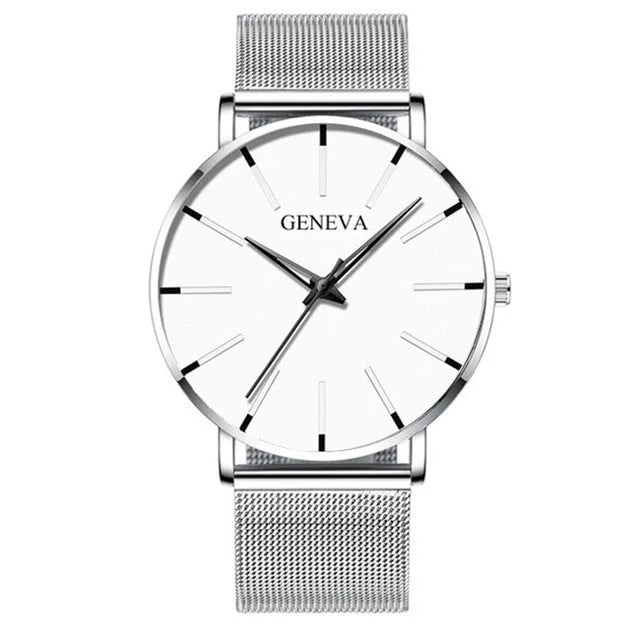 best 2021 Minimalist Men's Fashion Ultra Thin Watches Simple Men Business Stainless Steel Mesh Belt Quartz Watch relogio (KWT2236) shop online at M2K Trends for