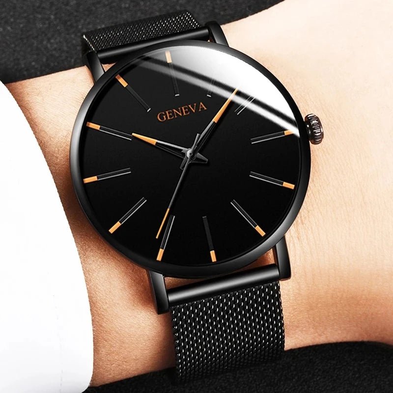 best 2021 Minimalist Men's Fashion Ultra Thin Watches Simple Men Business Stainless Steel Mesh Belt Quartz Watch relogio (KWT2236) shop online at M2K Trends for