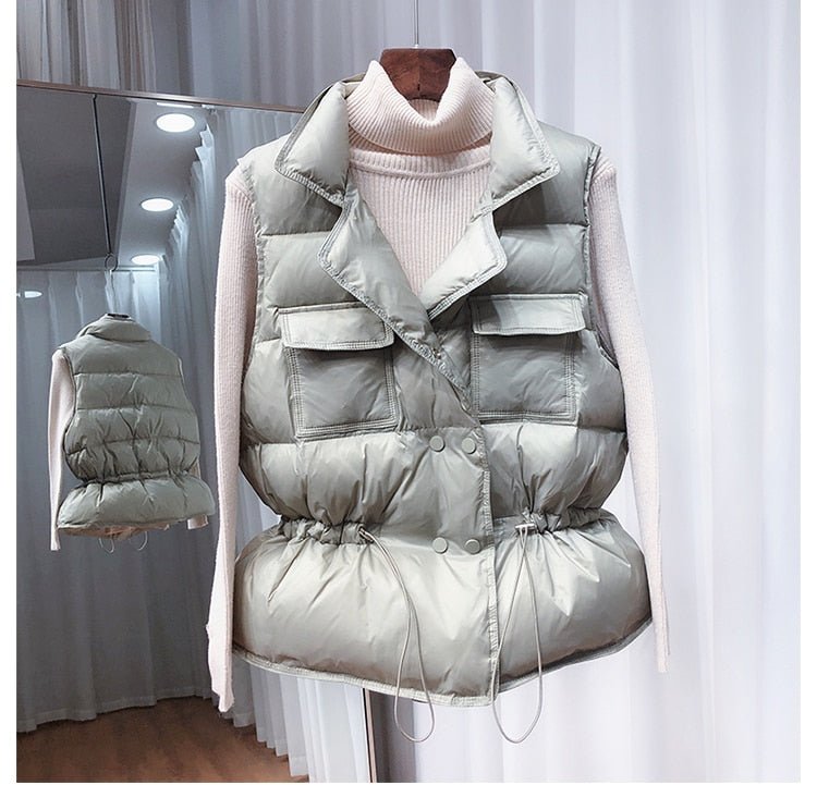 best 2021 New Ultra Light Down Vest Women Short Vest Windproof Lightweight Warm Waistcoat Female White Duck Down Down Coat Sleeveless Jackets shop online at M2K Trends for Jacket and Coats