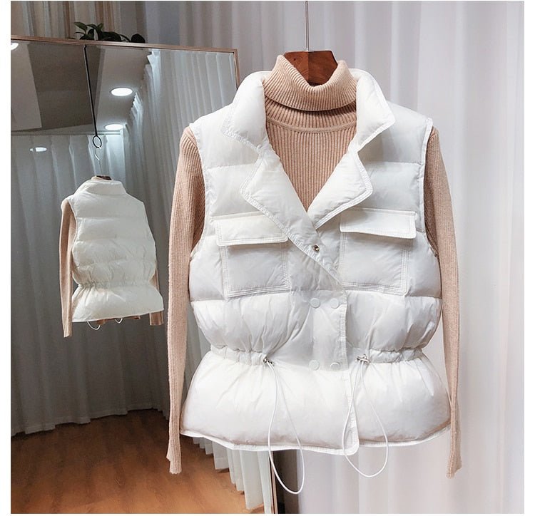 best 2021 New Ultra Light Down Vest Women Short Vest Windproof Lightweight Warm Waistcoat Female White Duck Down Down Coat Sleeveless Jackets shop online at M2K Trends for Jacket and Coats