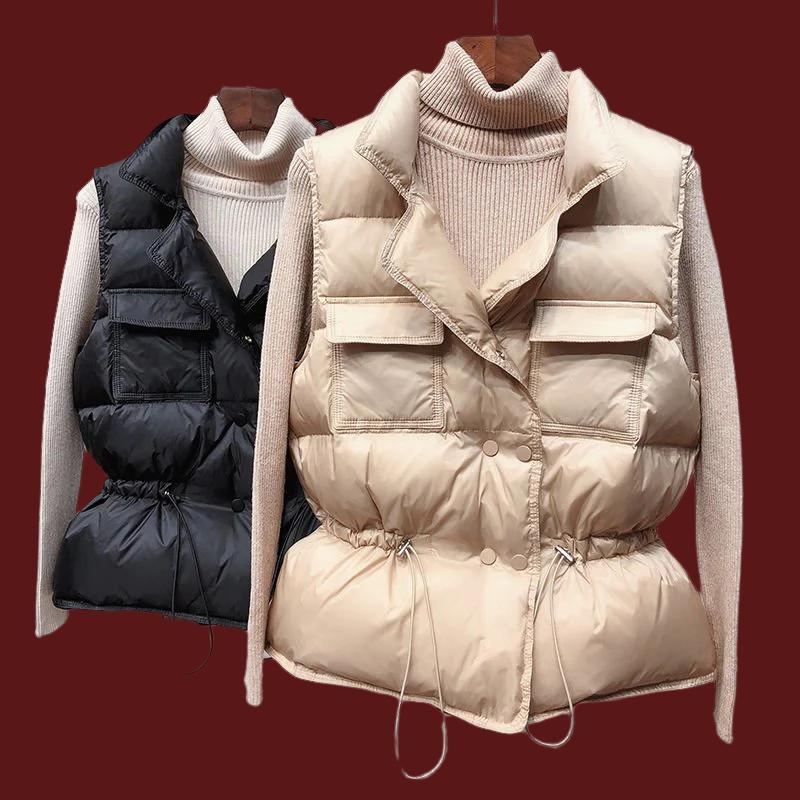 best 2021 New Ultra Light Down Vest Women Short Vest Windproof Lightweight Warm Waistcoat Female White Duck Down Down Coat Sleeveless Jackets shop online at M2K Trends for Jacket and Coats