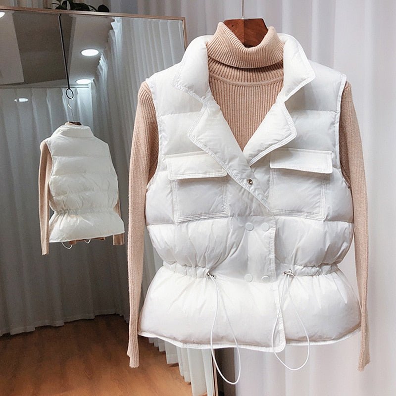 best 2021 New Ultra Light Down Vest Women Short Vest Windproof Lightweight Warm Waistcoat Female White Duck Down Down Coat Sleeveless Jackets shop online at M2K Trends for Jacket and Coats