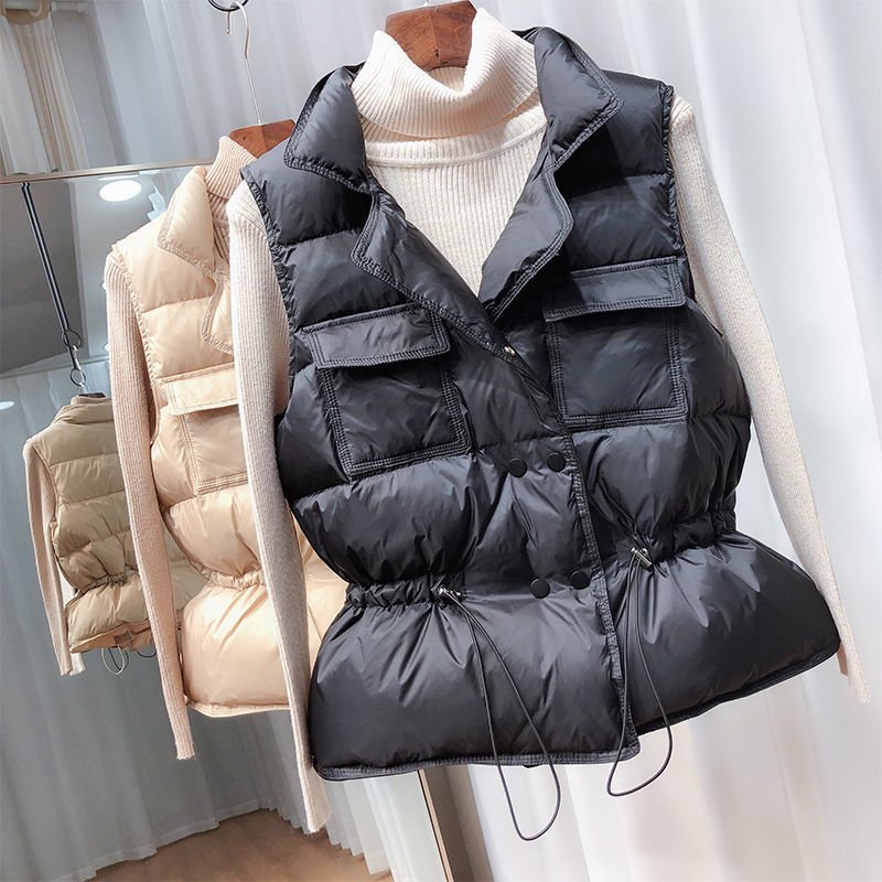 best 2021 New Ultra Light Down Vest Women Short Vest Windproof Lightweight Warm Waistcoat Female White Duck Down Down Coat Sleeveless Jackets shop online at M2K Trends for Jacket and Coats