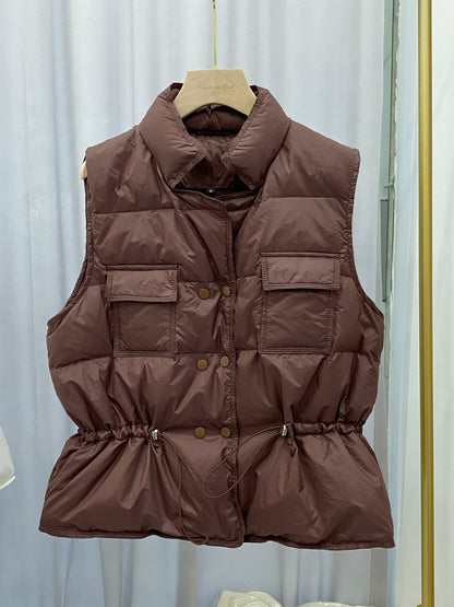 best 2021 New Ultra Light Down Vest Women Short Vest Windproof Lightweight Warm Waistcoat Female White Duck Down Down Coat Sleeveless Jackets shop online at M2K Trends for Jacket and Coats