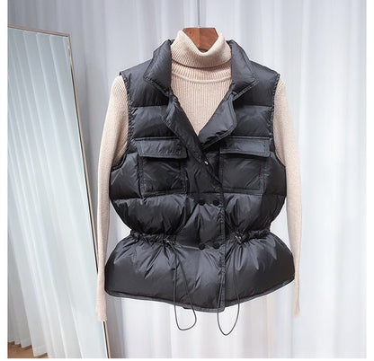 best 2021 New Ultra Light Down Vest Women Short Vest Windproof Lightweight Warm Waistcoat Female White Duck Down Down Coat Sleeveless Jackets shop online at M2K Trends for Jacket and Coats