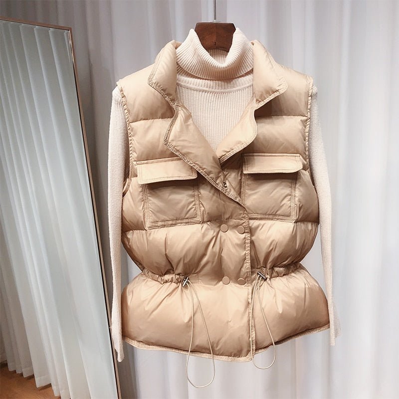 best 2021 New Ultra Light Down Vest Women Short Vest Windproof Lightweight Warm Waistcoat Female White Duck Down Down Coat Sleeveless Jackets shop online at M2K Trends for Jacket and Coats