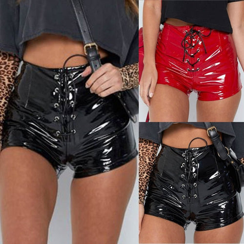 best 2021 Summe Hot Sale Fashion Women's PVC Gothic Wet Look Mini Shorts High Waist Dance Club Rock Hot Pants 0 shop online at M2K Trends for