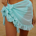 best 2022 Mesh Mini Ruffle Skirts Women Cover Up Tassel Dress Bikini Solid Bathing Skirt Women Swimwear Pareo Scarf Beachwear Wrap 0 shop online at M2K Trends for