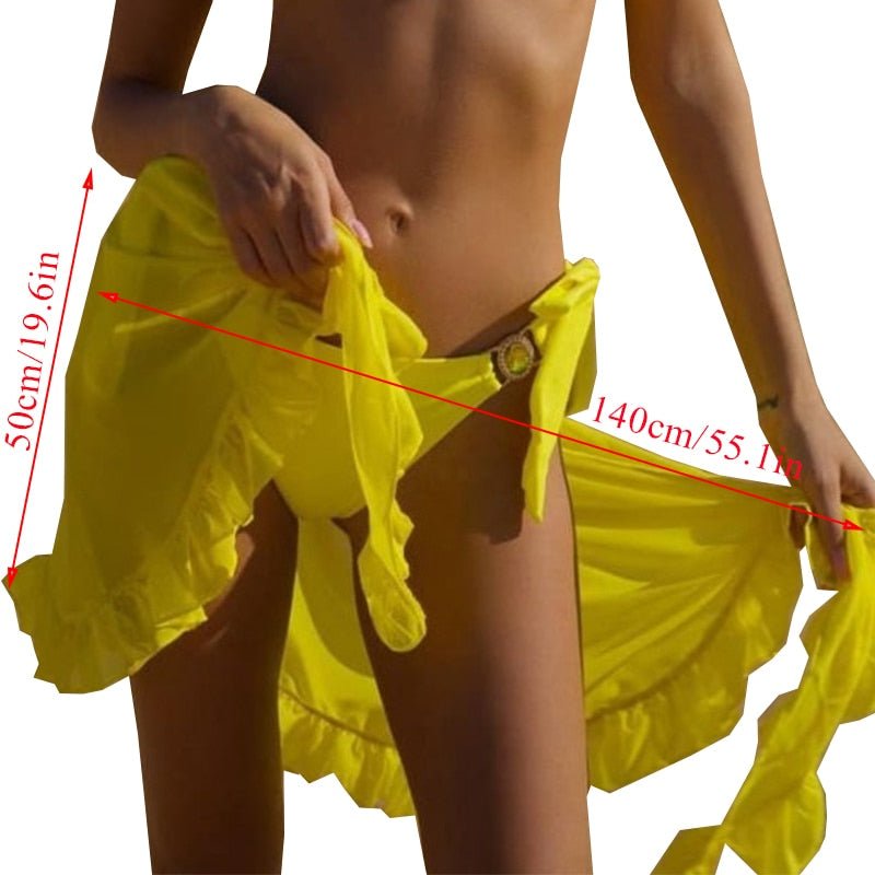 best 2022 Mesh Mini Ruffle Skirts Women Cover Up Tassel Dress Bikini Solid Bathing Skirt Women Swimwear Pareo Scarf Beachwear Wrap 0 shop online at M2K Trends for