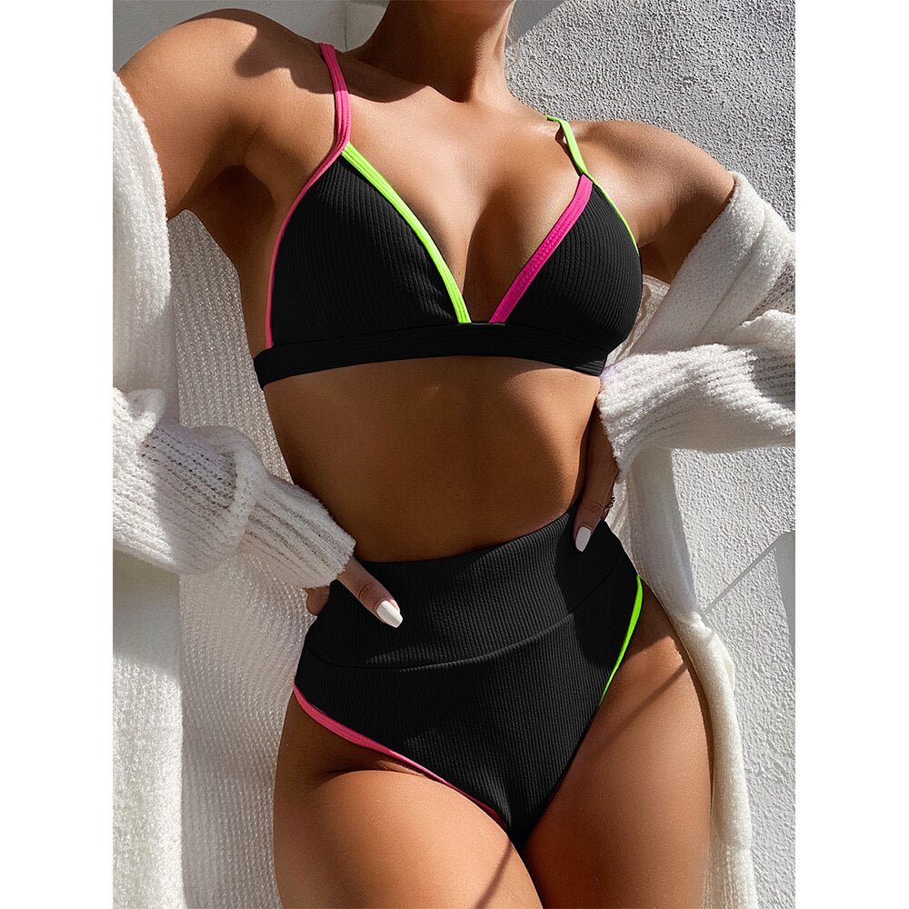 best New High Waist Bikini Women V-Neck Swimwear Push Up Swimsuit Female Bathing Suits Summer Beach Wear Swimming Suit High Waist Bikini shop online at M2K Trends for High Waist Bikini