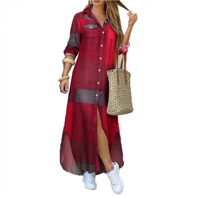 best Long Shirt Dress Women Single Breasted Button Lapel Long Sleeve Dress Spring Summer Letter Print Oversized Robe Dresses Long Shirt Dress shop online at M2K Trends for Long Shirt Dress